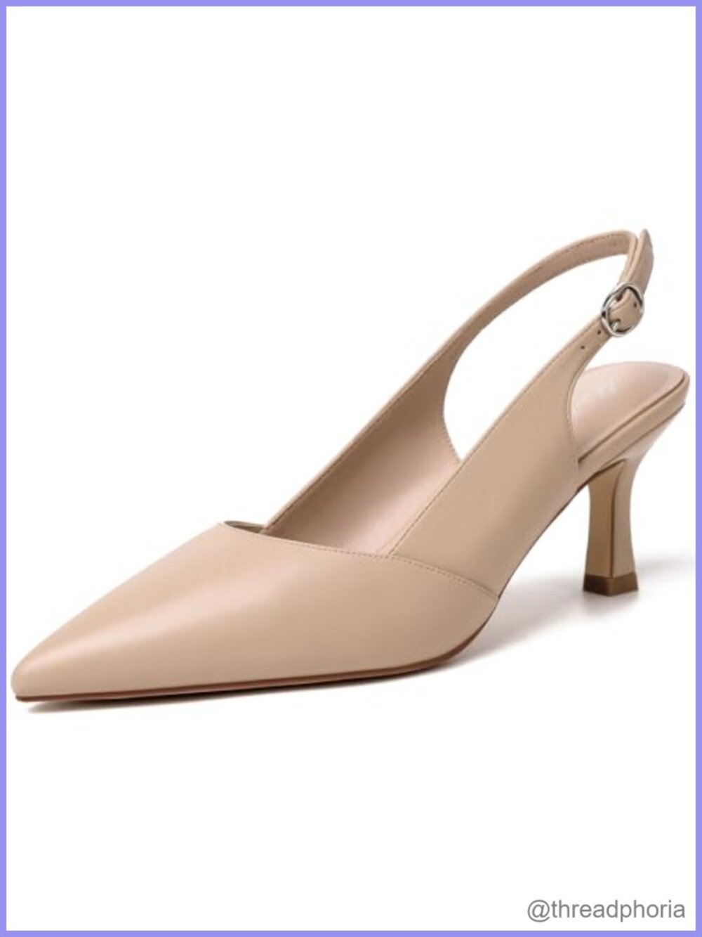Kitten Heels Slingback Pointed Toe Pumps Faux Leather